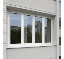 Металлопластиковое окно VEKA Softline четырехстворчатое с двумя поворотно-откидными створками 2400 x 1300 мм