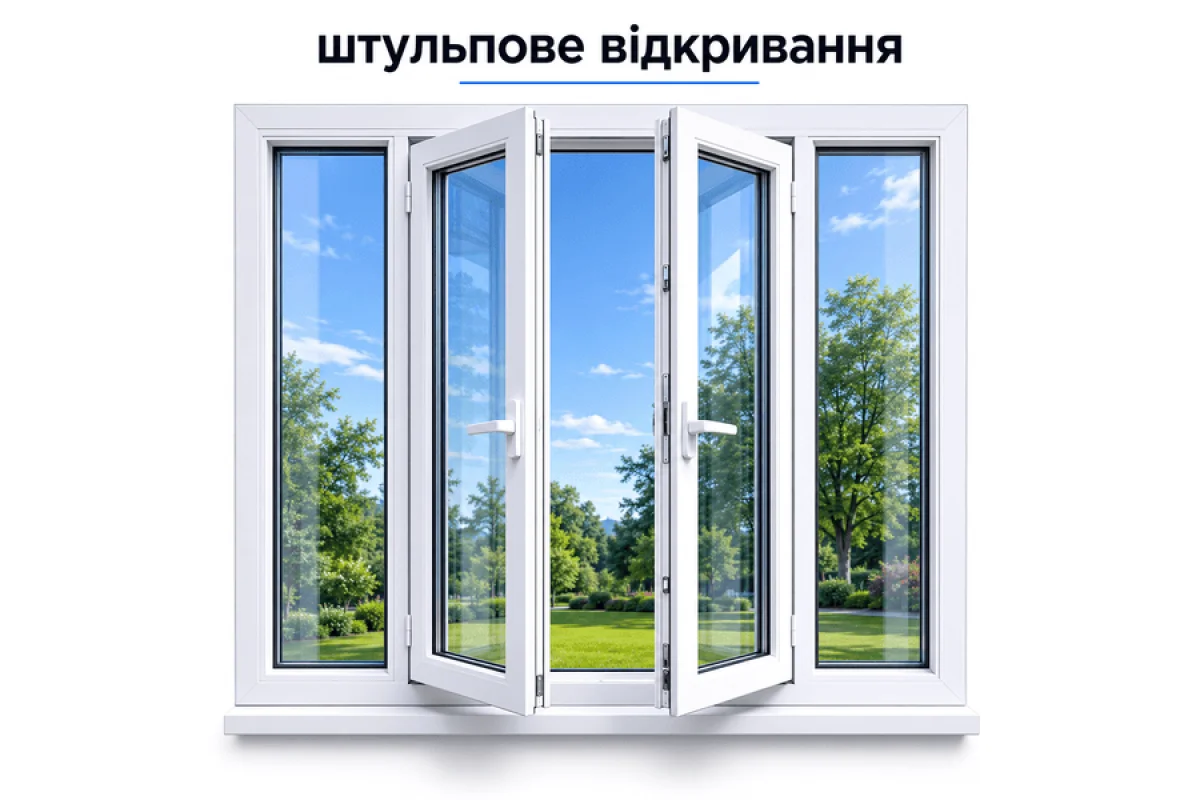 Металопластикове вікно антрацит ламіноване Steko S500 4х-стулкове з двома поворотно-відкидними стулками 2500 x 1000 мм