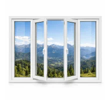 Металлопластиковое окно REHAU EURO 60 четырехстворчатое с двумя поворотно-откидными створками 2400 x 1200 мм