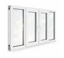 Металлопластиковое окно REHAU EURO 60 четырехстворчатое с двумя поворотно-откидными створками 2500 x 1400 мм