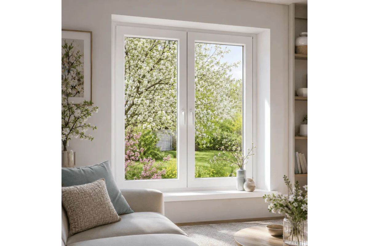 Металлопластиковое окно VEKA Softline 82 двустворчатое с поворотно-откидной створкой 1100 x 1000 мм