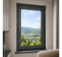Металопластикове вікно антрацит ламіноване  VEKA Softline одностулкове поворотно-відкидне 700 × 1400 мм