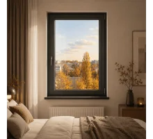 Металопластикове вікно антрацит ламіноване  VEKA Softline 82 одностулкове поворотно-відкидне 600 × 1400 мм