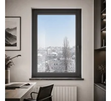 Металопластикове вікно антрацит ламіноване  VEKA Softline 82 одностулкове поворотно-відкидне 700 × 1400 мм