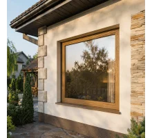 Металопластикове вікно золотий дуб ламіноване  VEKA Softline одностулкове глухе 800 × 1200 мм
