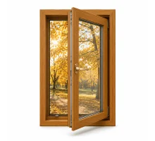 Металопластикове вікно золотий дуб ламіноване WDS 6S одностулкове поворотно-відкидне 700 × 1400 мм