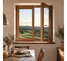 Металопластикове вікно золотий дуб ламіноване VEKA Softline 2х-стулкове з поворотно-відкидною стулкою 1200 × 1400 мм
