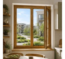 Металопластикове вікно золотий дуб ламіноване VEKA Softline 2х-стулкове з поворотно-відкидною стулкою 1500 × 1400 мм