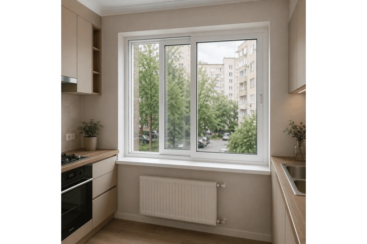 Раздвижное металлопластиковое окно WDS SL 60 1300 x 1300 мм