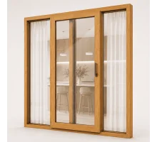 Раздвижное металлопластиковое окно WDS SL 76 1600 x 1200 мм двусторонняя ламинация золотой дуб