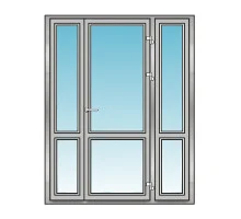 Алюминиевые двери Alulight W76 тройные с боковыми фрамугами 2000 x 2100 мм