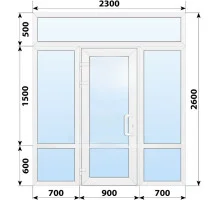Тёплая пластиковая входная группа 2300x2600 мм