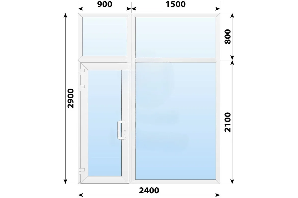 Тёплая пластиковая входная группа 2400x2900 мм