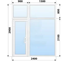 Тёплая пластиковая входная группа 2400x2900 мм