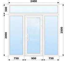 Тёплая пластиковая входная группа 2400x2500 мм