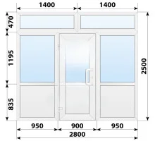 Тёплая пластиковая входная группа 2800x2500 мм