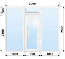 Тёплая пластиковая входная группа 3000x2500 мм