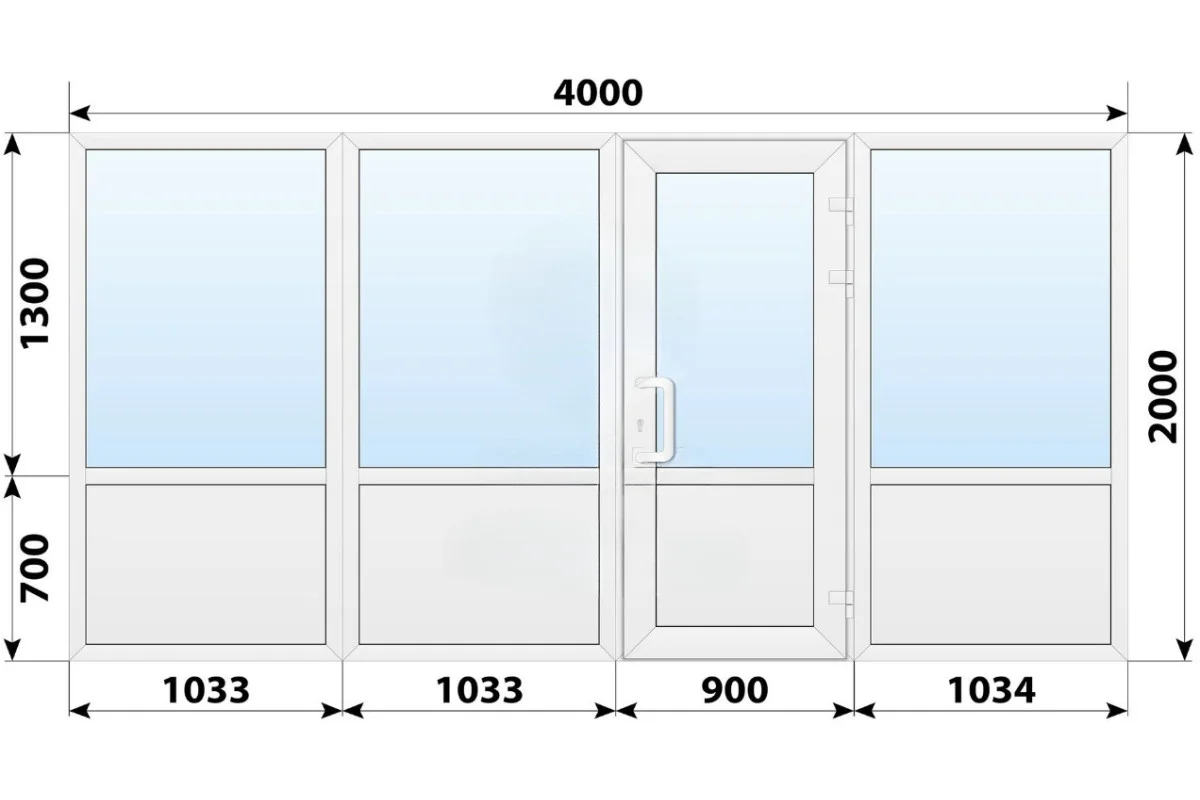 Тёплая пластиковая входная группа 4000x2000 мм