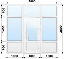Тёплая пластиковая входная группа 3000x2800 мм