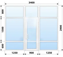 Тёплая пластиковая входная группа 3400x2900 мм