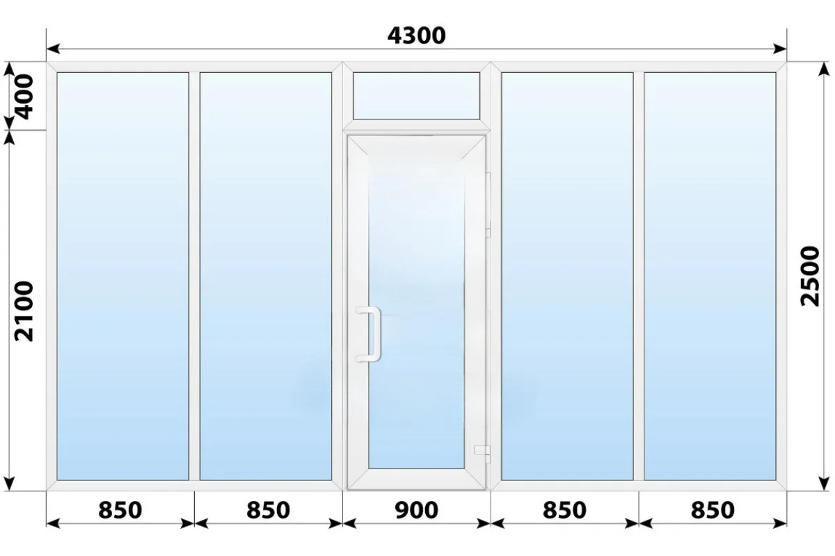 Тёплая пластиковая входная группа 4300x2500 мм