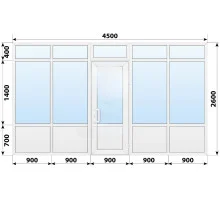 Тёплая пластиковая входная группа 4500x2600 мм