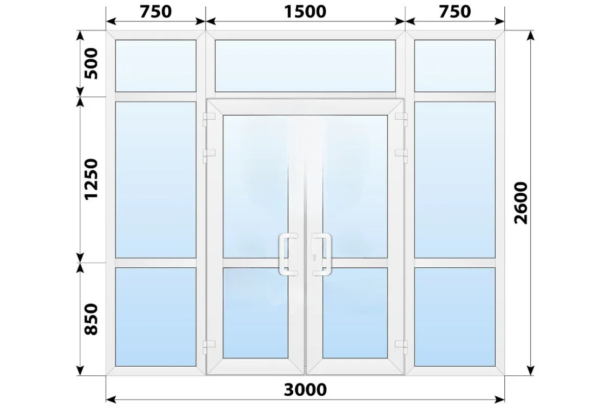 Тёплая пластиковая входная группа 3000x2600 мм