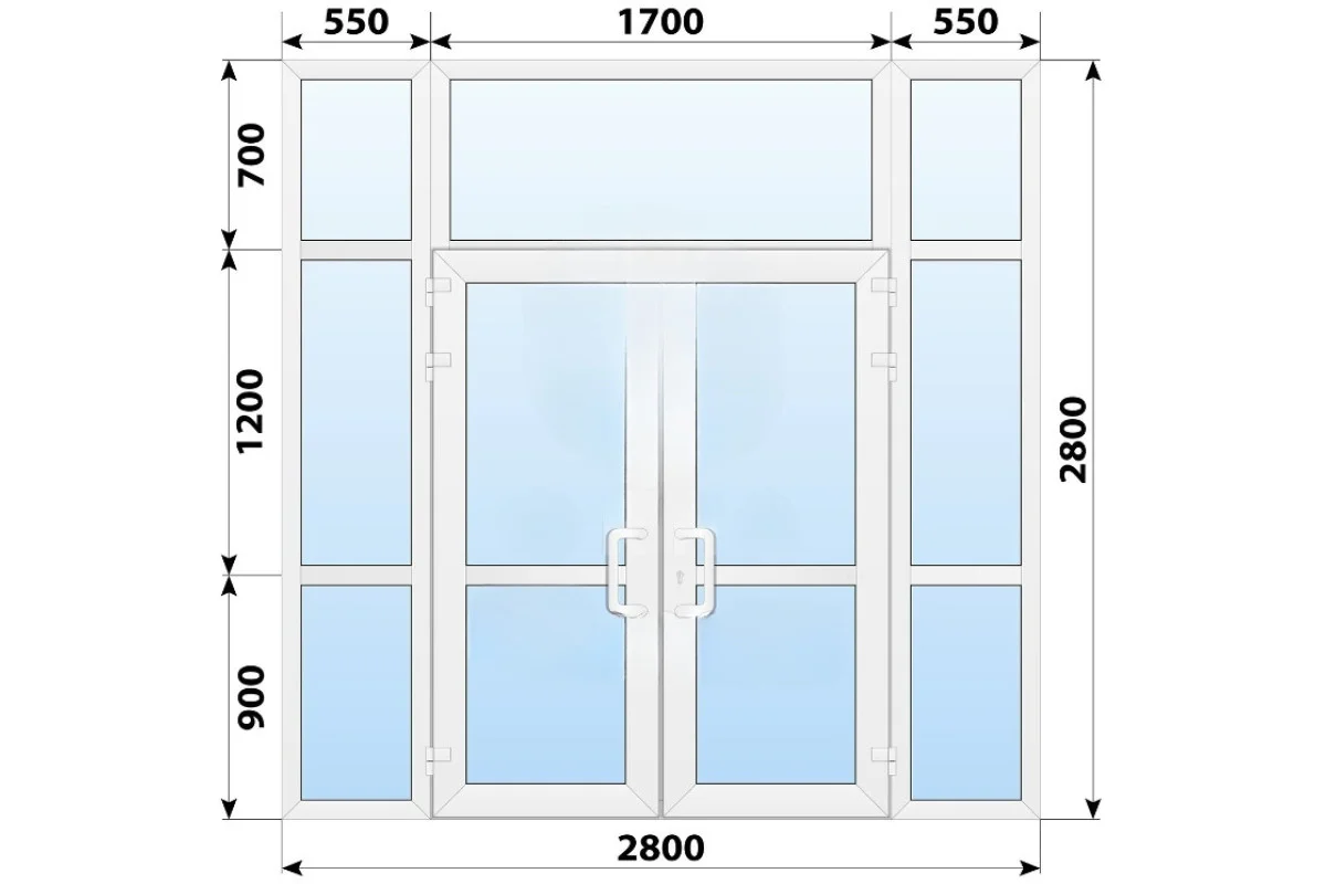 Тёплая пластиковая входная группа 2800x2800 мм