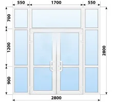 Тёплая пластиковая входная группа 2800x2800 мм