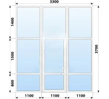 Тёплая пластиковая входная группа 3300x3700 мм