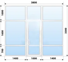 Тёплая пластиковая входная группа 3800x3300 мм