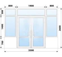 Тёплая пластиковая входная группа 3500x2600 мм