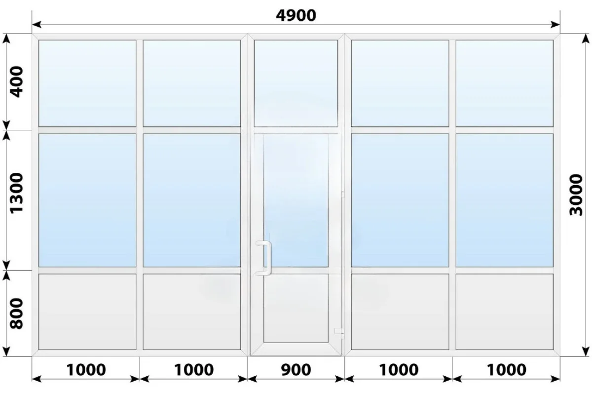 Тёплая пластиковая входная группа 4900x3000 мм