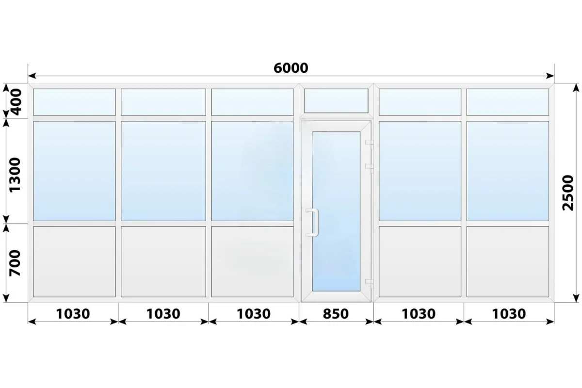 Тёплая пластиковая входная группа 6000x2500 мм