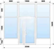 Тёплая пластиковая входная группа 3700x3300 мм
