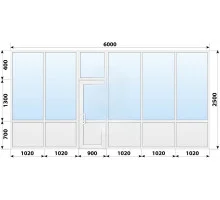 Тёплая пластиковая входная группа 6000x3000 мм