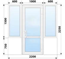 Тёплая пластиковая входная группа 2200x2250 мм