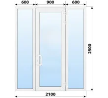 Тёплая пластиковая входная группа 2100x2500 мм