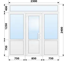 Тёплая пластиковая входная группа 2300x2400 мм