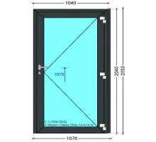 Двери внешнего открывания с алюминиевого профіля ALULIGHT W76 1040 x 2040 мм
