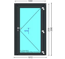 Двери внешнего открывания с алюминиевого профіля ALULIGHT W76 1000 x 2030 мм