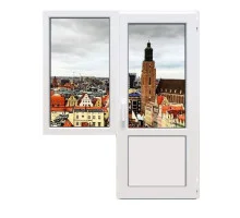 Балконный блок Aluplast Ideal 2000 с глухим окном и поворотно-откидной дверью 1500 x 2100 мм