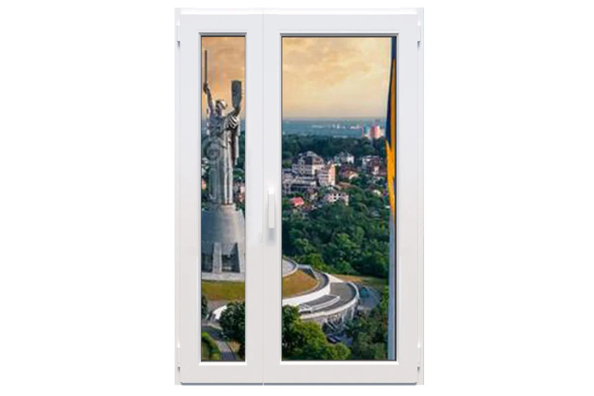 Металлопластиковые двери Aluplast Ideal 4000 полуторные с поворотно-откидной створкой 1200 x 2100 мм