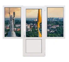 Балконный блок Aluplast Ideal 7000 MD с двумя окнами и поворотно-откидной дверью 2000 x 2200 мм