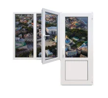 Балконный блок Aluplast Ideal 7000 с двухстворчатым окном и поворотно-откидной створкой 2300 x 2000 мм