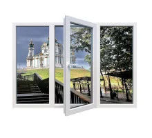Металопластикове вікно Decco V60 трьохстулкове з поворотно-відкидною стулкою 2300 x 1000 мм