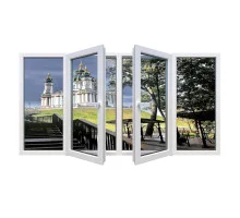 Металопластикове вікно Decco V60 чотиристулкове з двома поворотно-відкидними стулками 3100 x 1100 мм