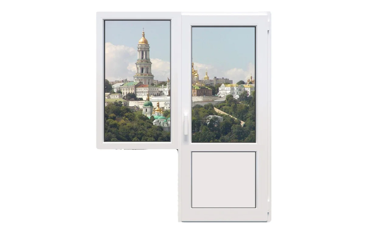 Балконний блок Decco V70 з глухим вікном і поворотно-відкидними дверима 1800 x 2200 мм