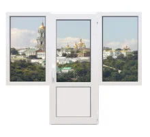 Балконный блок Decco V70 с двумя окнами и поворотно-откидной дверью 2500 x 2000 мм