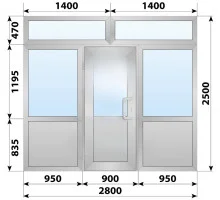 Холодна алюмінієва вхідна група 2800x2500 мм
